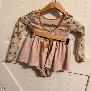 SweetHoney floral long sleeve leotard with tie skirt 5Y girls dance gymnastics